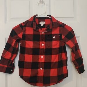 Cat & Jack Kids Red and Black Plaid Button-Down Shirt